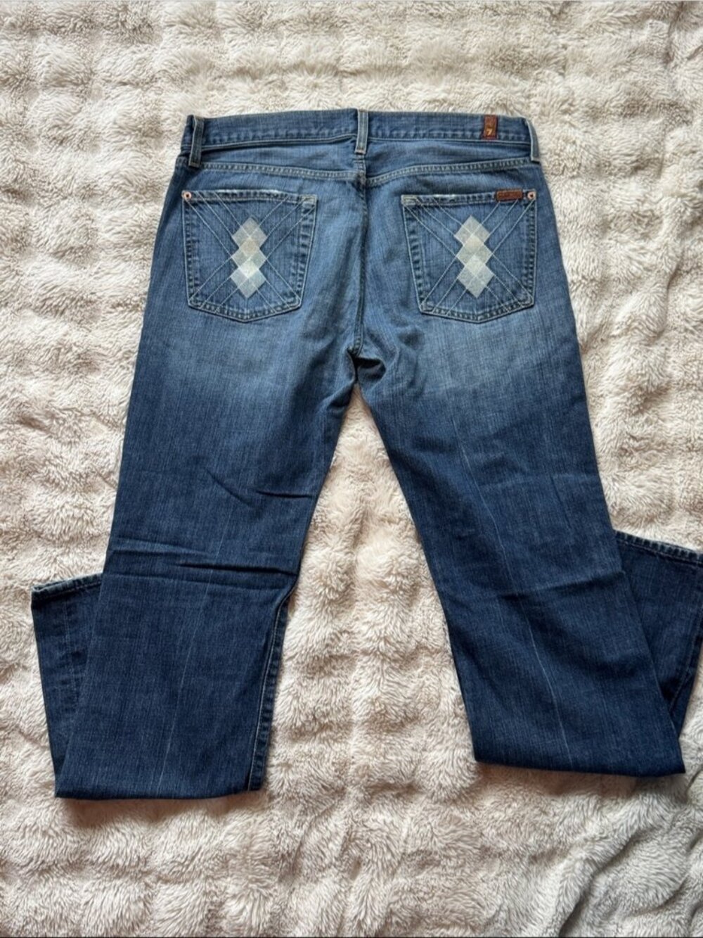 7 for all Mankind Argyle Buttonfly Jeans Size 34x32